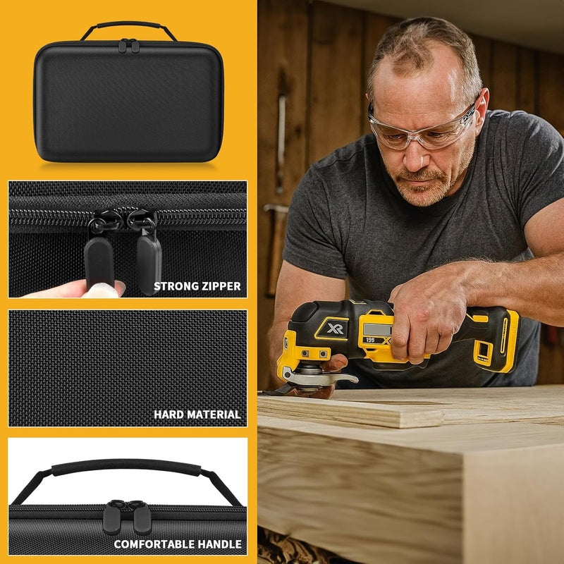 PAIYULE حقيبة متوافقة مع أداة DEWALT متعددة الاستخدامات 20V MAX XR DCS354B/ DCS356B، صندوق تخزين كبير يناسب بطارية وشاحن DEWALT 20V MAX XR، والشفرات، وألواح الصنفرة والإكسسوارات (صندوق فقط) - Image 4